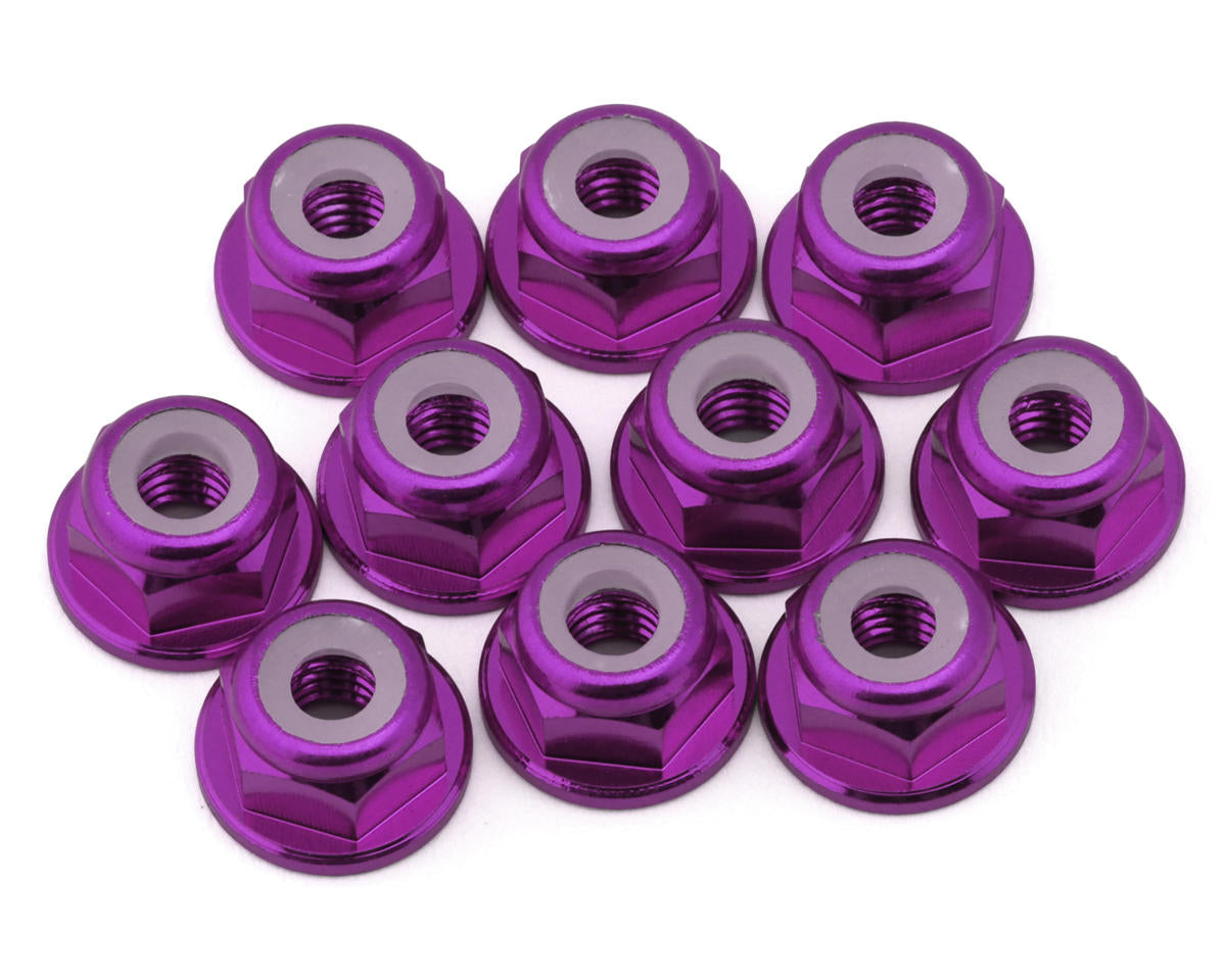 eXcelerate 0146.6 4mm Flanged Aluminum Lock Nuts (Purple) (10)