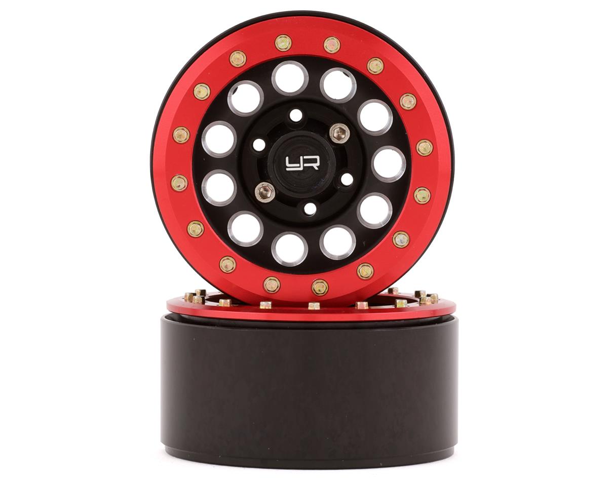 Yeah Racing WL-0117RD 1.9" Aluminum F-RG Beadlock Wheels w/12mm Hex (Black/Red) (2)
