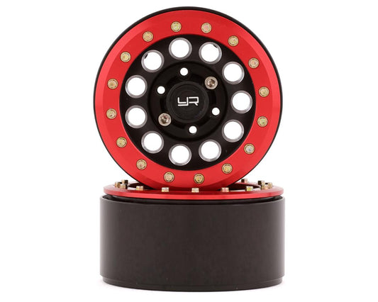 Yeah Racing WL-0117RD 1.9" Aluminum F-RG Beadlock Wheels w/12mm Hex (Black/Red) (2)