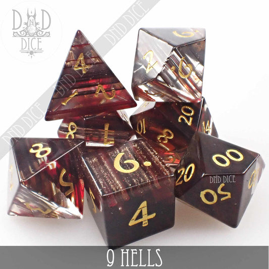 DND Dice GS079HELLS 9 Hells Glass Dice Set