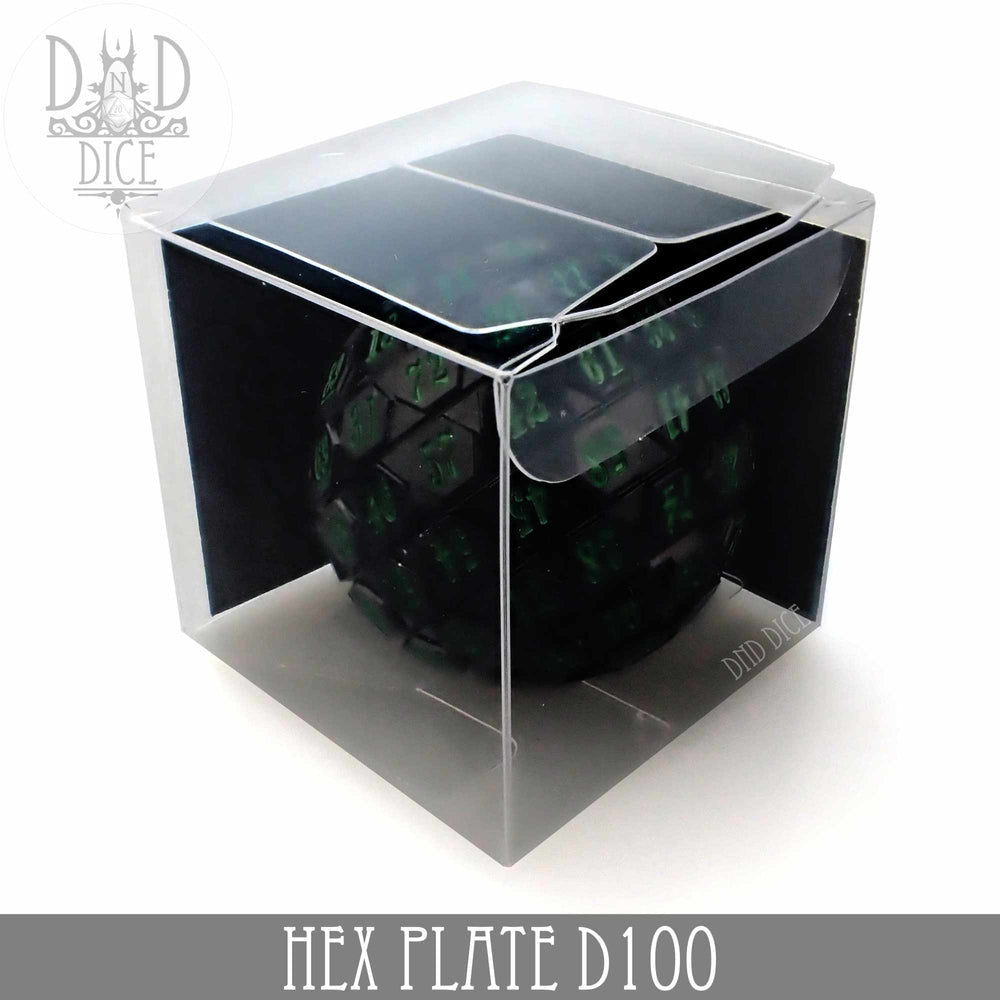 DND Dice AAHXBKGR 45mm Hex Plate D100 (Black with Green)