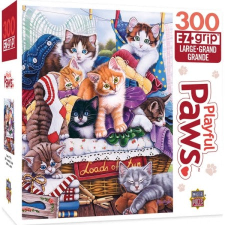 Masterpieces Puzzles 31818 Loads of Fun Kittens in Laundry Basket EzGrip Puzzle (300pc)