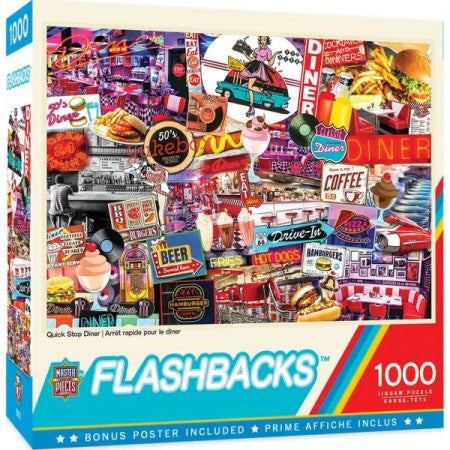 Masterpieces Puzzles 71948 Quick Stop Diner Signs Collage Puzzle (1000pc)