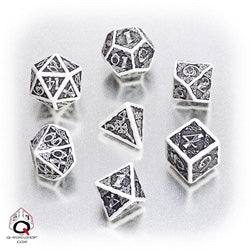 Q-Workshop SCER02 Celtic 3D Revised White Black 7-Dice Set