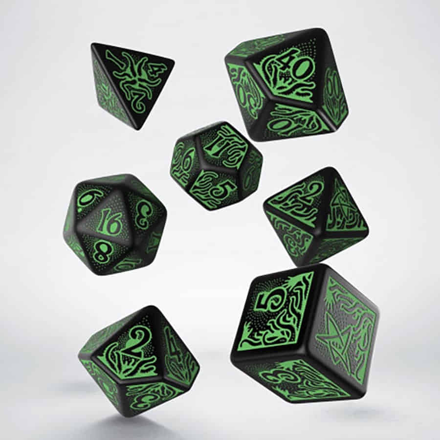 Q-Workshop SCTR06 Call of Cthulhu 7th ED Black Green Dice Set