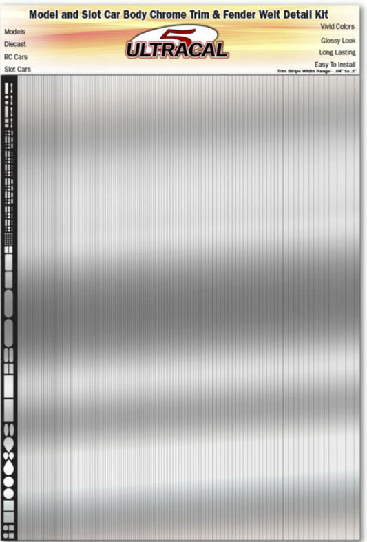 Innovative Hobby Supply 3411 1/24 Ultracal Chrome Trim & Fender Welt Adhesive Backed Foil for Model/Slot Cars