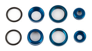 Associated 21556 10mm Shock Caps and Collars, Blue Aluminum