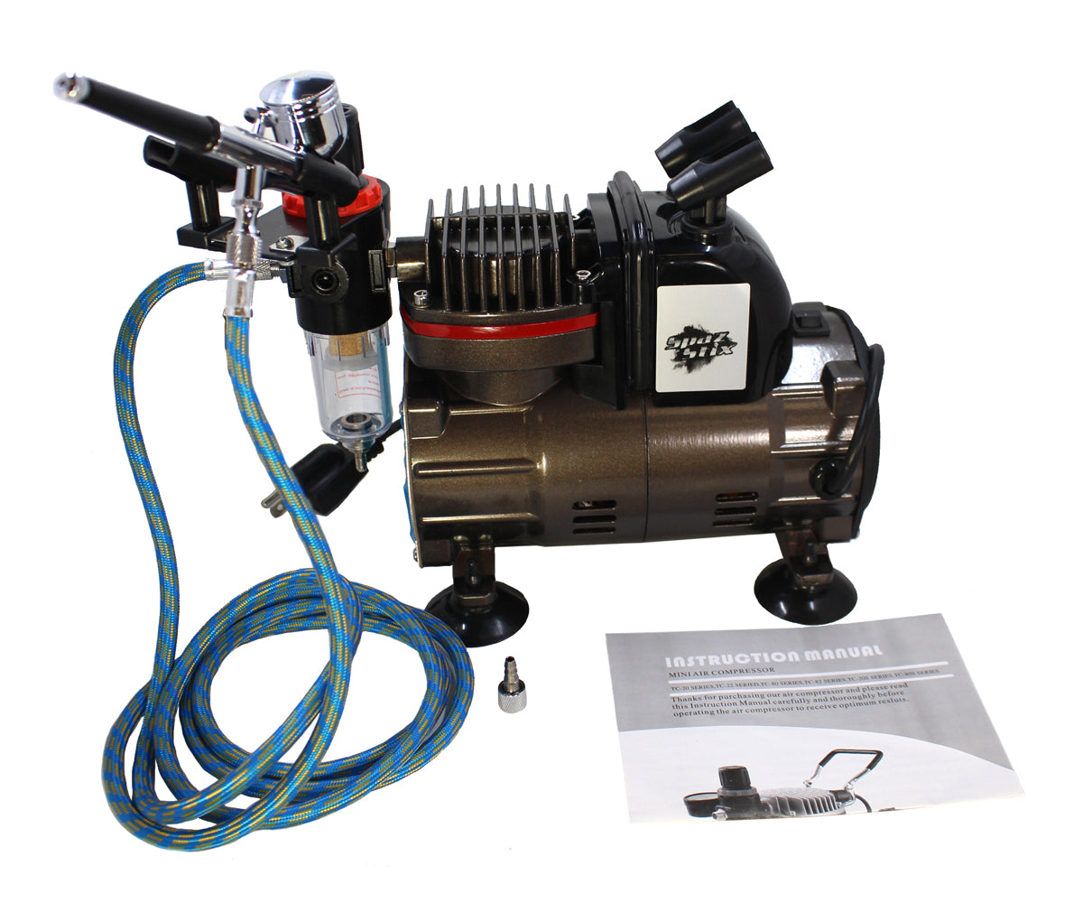SpazStix 50000 Dual Action Gravity Feed Airbrush & Air Compressor Combo